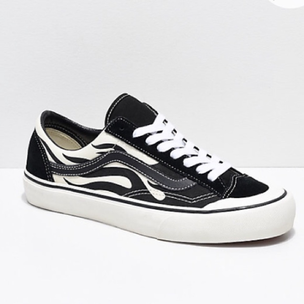 Vans Style 36 black and white flame sneakers